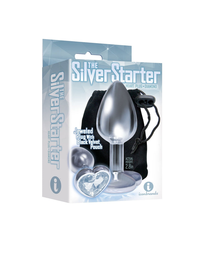 The 9's the Silver Starter Heart Bejeweled Stainless Steel Plug - Diamond - US Stores