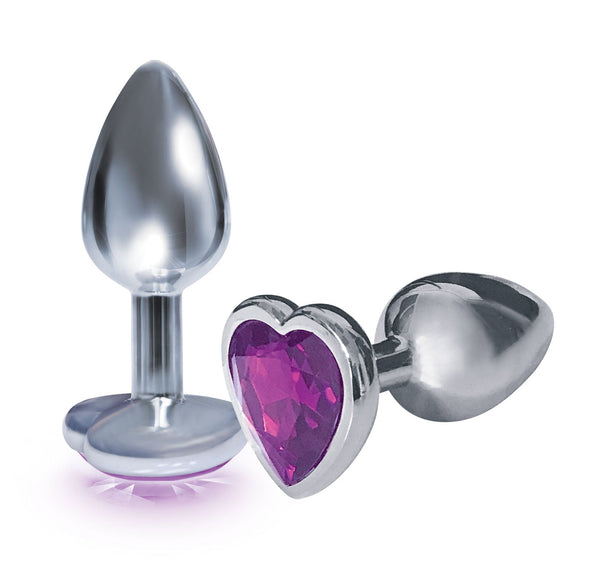 The 9's the Silver Starter Heart Bejeweled Stainless Steel Plug - Violet - US Stores