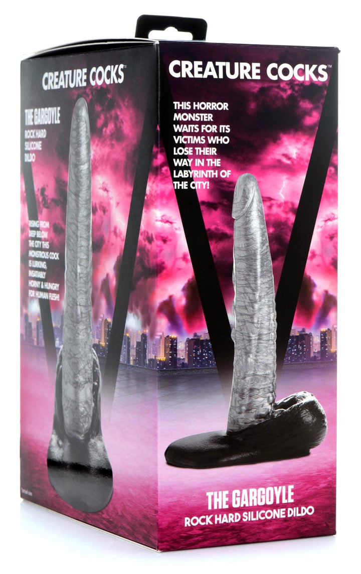 The Gargoyle Rock Hard Silicone Dildo - Silver - US Stores