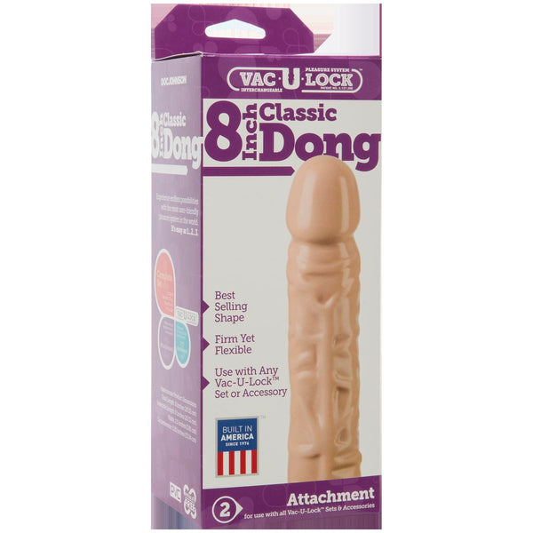 Vac - U - Lock 8 Inch Classic Dong - White - US Stores