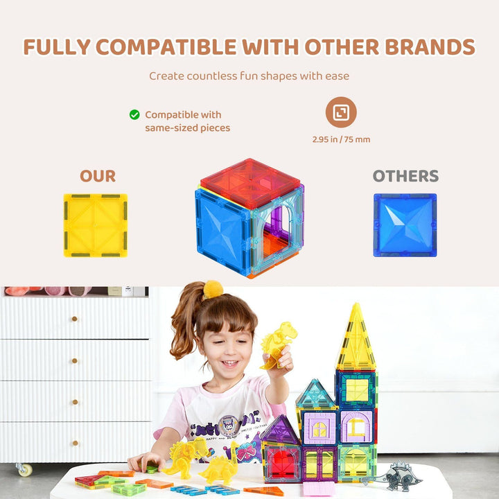 VEVOR Magnetic Tiles Magnetic Building Toy 56 PCS Magnet Blocks for Kids 3D Set - US Stores