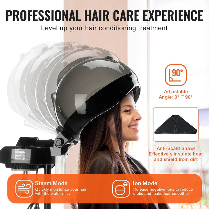 VEVOR Professional Hair Steamer 11.81 - inch Hooded Ionic Hair Steamer with 2 Mode - US Stores