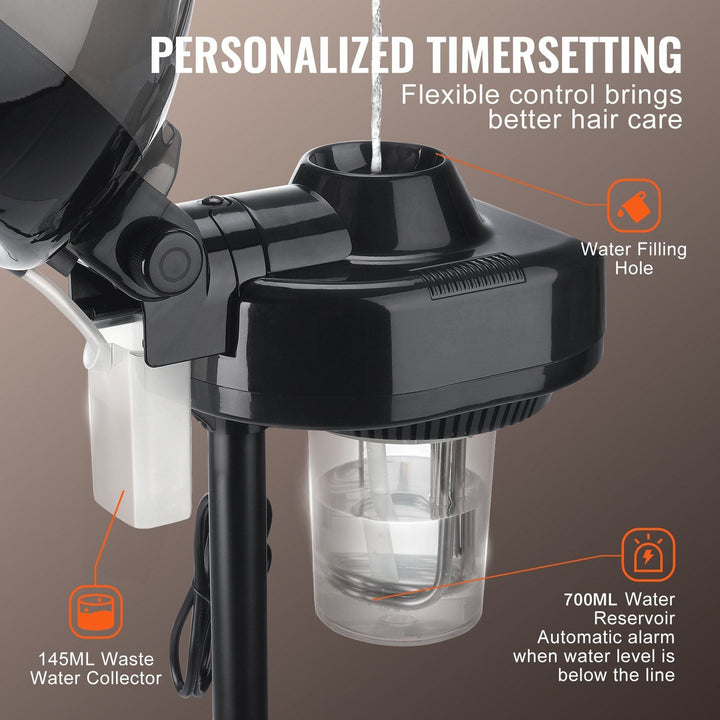 VEVOR Professional Hair Steamer 11.81 - inch Hooded Ionic Hair Steamer with 2 Mode - US Stores